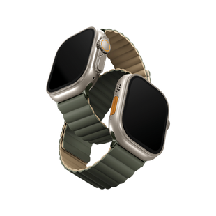 UNIQ REVIX REVERSIBLE MAGNETIC APPLE WATCH STRAP 49/45/44/42MM - MOSS (MOSS GREEN/TAN)
