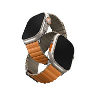 UNIQ REVIX PREMIUM EDITION REVERSIBLE MAGNETIC APPLE WATCH STRAP 49/45/44/42MM - SAFFRON (SAFFRON ORANGE/KHAKI)