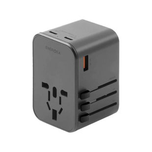 ENERGEA TRAVELWORLD ADAPTER GAN65, 1A2C 65W - GUNMETAL