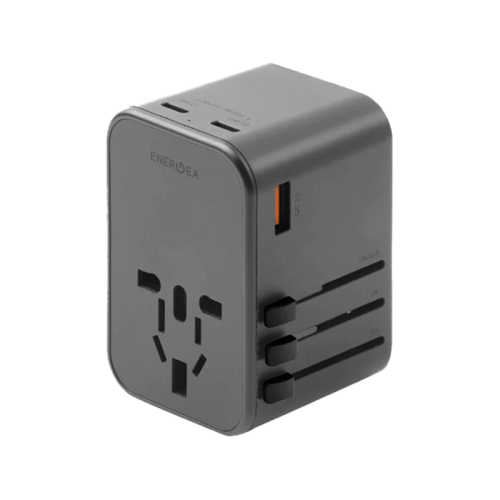 ENERGEA TRAVELWORLD ADAPTER GAN65, 1A2C 65W - GUNMETAL
