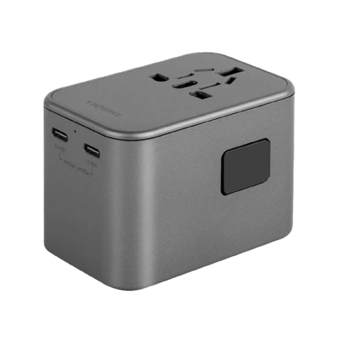 ENERGEA TRAVELWORLD ADAPTER GAN65, 1A2C 65W - GUNMETAL