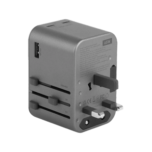 ENERGEA TRAVELWORLD ADAPTER GAN65, 1A2C 65W - GUNMETAL