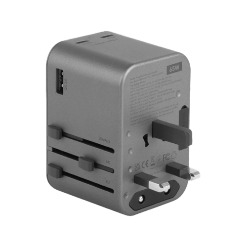 ENERGEA TRAVELWORLD ADAPTER GAN65, 1A2C 65W - GUNMETAL