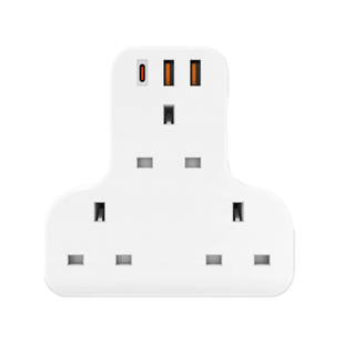 BAZIC GOPORT TRIO, EXTENSION WALL CHARGER WITH BUILT-IN USB OUTPUT - WHITE