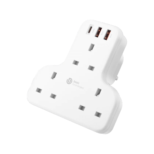 BAZIC GOPORT TRIO, EXTENSION WALL CHARGER WITH BUILT-IN USB OUTPUT - WHITE