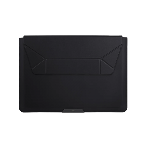 UNIQ OSLO LAPTOP SLEEVE WITH FOLDABLE STAND (UP TO 14”)  - JET BLACK (JET BLACK)