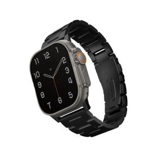 UNIQ OSTA APPLE WATCH STEEL STRAP WITH SELF-ADJUSTABLE LINKS 49/45/44/42MM - MIDNIGHT (BLACK)