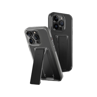 UNIQ HYBRID IPHONE 15 PRO HELDRO MOUNT WITH STAND - VAPOUR (SMOKE)