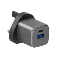ENERGEA AMPCHARGE GAN20, 1C1A PD/QC3.0 WALL CHARGER,20W (UK) - GUNMETAL