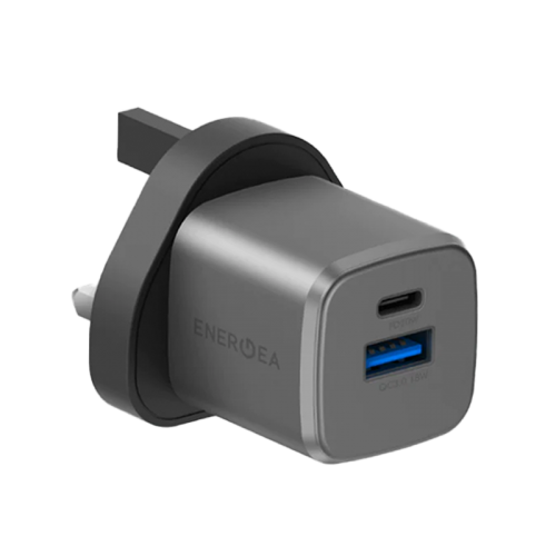 ENERGEA AMPCHARGE GAN20, 1C1A PD/QC3.0 WALL CHARGER,20W (UK) - GUNMETAL