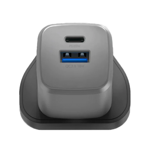 ENERGEA AMPCHARGE GAN20, 1C1A PD/QC3.0 WALL CHARGER,20W (UK) - GUNMETAL