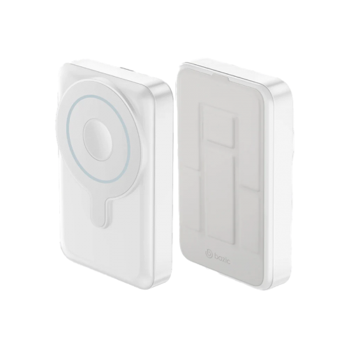 BAZIC GOPOWER 10K, 10000MAH MAGSAFE COMPATIBLE POWER BANK WITH BUILT-IN APPLE WATCH CHARGER - WHITE