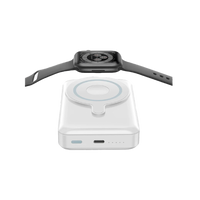 BAZIC GOPOWER 10K, 10000MAH MAGSAFE COMPATIBLE POWER BANK WITH BUILT-IN APPLE WATCH CHARGER - WHITE