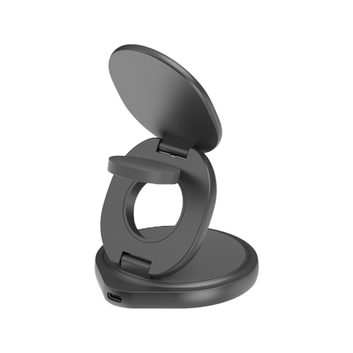 BAZIC GOMAG GYRE, 360 ROTATING BASE 3 IN 1 WIRELESS CHARGER WITH APPLE WATCH AND AIRPODS CHARGING - GUNMETAL