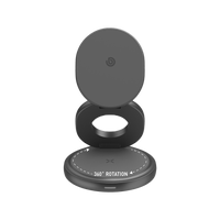 BAZIC GOMAG GYRE, 360 ROTATING BASE 3 IN 1 WIRELESS CHARGER WITH APPLE WATCH AND AIRPODS CHARGING - GUNMETAL