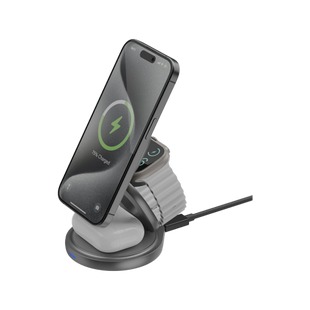 BAZIC GOMAG GYRE, 360 ROTATING BASE 3 IN 1 WIRELESS CHARGER WITH APPLE WATCH AND AIRPODS CHARGING - GUNMETAL