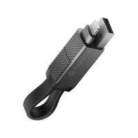 BAZIC GOCHARGE ALUCABLE, 4 IN 1 ALUMINIUM CHARGING CABLE WITH USB A/C INPUT AND USB C/LIGHTNING OUTPUT. PD FAST CHARGE 15CM - BLACK