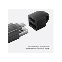 BAZIC GOCHARGE ALUCABLE, 4 IN 1 ALUMINIUM CHARGING CABLE WITH USB A/C INPUT AND USB C/LIGHTNING OUTPUT. PD FAST CHARGE 15CM - BLACK