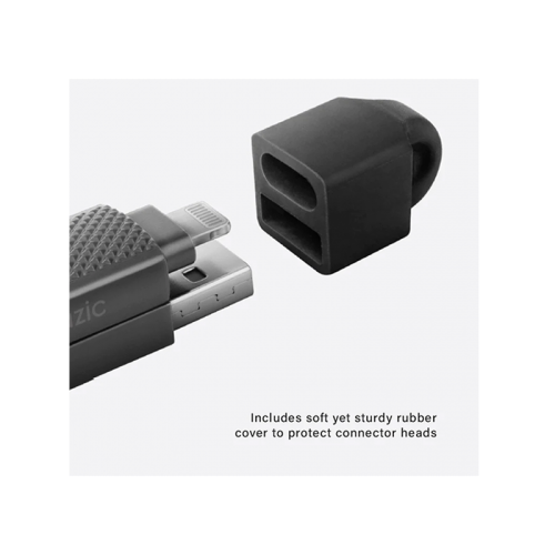 BAZIC GOCHARGE ALUCABLE, 4 IN 1 ALUMINIUM CHARGING CABLE WITH USB A/C INPUT AND USB C/LIGHTNING OUTPUT. PD FAST CHARGE 15CM - BLACK