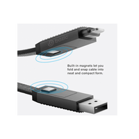 BAZIC GOCHARGE ALUCABLE, 4 IN 1 ALUMINIUM CHARGING CABLE WITH USB A/C INPUT AND USB C/LIGHTNING OUTPUT. PD FAST CHARGE 15CM - BLACK