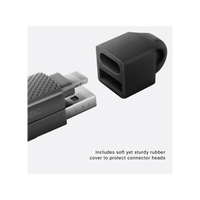 BAZIC GOCHARGE ALUCABLE, 4 IN 1 ALUMINIUM CHARGING CABLE WITH USB A/C INPUT AND USB C/LIGHTNING OUTPUT. PD FAST CHARGE 1M - BLACK