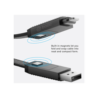 BAZIC GOCHARGE ALUCABLE, 4 IN 1 ALUMINIUM CHARGING CABLE WITH USB A/C INPUT AND USB C/LIGHTNING OUTPUT. PD FAST CHARGE 1M - BLACK