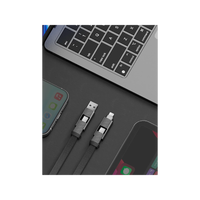 BAZIC GOCHARGE ALUCABLE, 4 IN 1 ALUMINIUM CHARGING CABLE WITH USB A/C INPUT AND USB C/LIGHTNING OUTPUT. PD FAST CHARGE 1M - BLACK