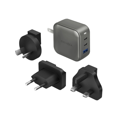 ENERGEA TRAVELWORLD GAN66, 2C1A PD/PPS/QC3.0 WALL CHARGER,66W (US+UK+EU+AU) - GUN EOL