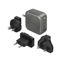 ENERGEA TRAVELWORLD GAN100, 3C1A PD/PPS/QC3.0 WALL CHARGER,100W (US+UK+EU+AU) - GUN EOL