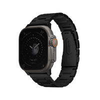 UNIQ OSTA APPLE WATCH STEEL STRAP WITH SELF-ADJUSTABLE LINKS 49/45/44/42MM - MIDNIGHT (BLACK)