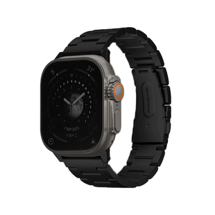 UNIQ OSTA APPLE WATCH STEEL STRAP WITH SELF-ADJUSTABLE LINKS 49/45/44/42MM - MIDNIGHT (BLACK)