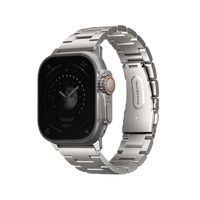 UNIQ OSTA APPLE WATCH STEEL STRAP WITH SELF-ADJUSTABLE LINKS 49/45/44/42MM - TITANIUM (SILVER)