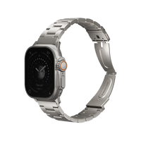 UNIQ OSTA APPLE WATCH STEEL STRAP WITH SELF-ADJUSTABLE LINKS 49/45/44/42MM - TITANIUM (SILVER)