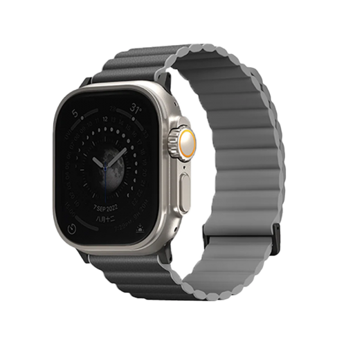 UNIQ REVIX PREMIUM EDITION REVERSIBLE MAGNETIC APPLE WATCH STRAP 49/45/44/42MM - CHARCOAL (CHARCOAL/ASH GREY)