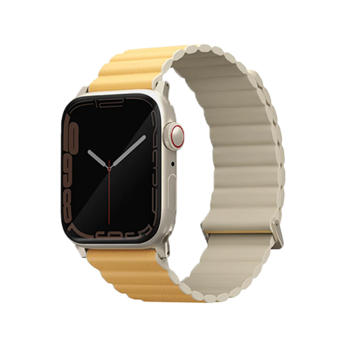 UNIQ REVIX PREMIUM EDITION REVERSIBLE MAGNETIC APPLE WATCH STRAP 41/40/38MM - CANARY (CANARY YELLOW/IVORY) EOL