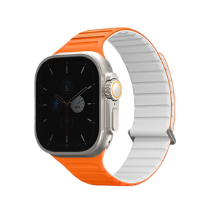 UNIQ REVIX EVO REVERSIBLE MAGNETIC APPLE WATCH STRAP 49/45/44/42MM - AMBER (AMBER ORANGE/WHITE)