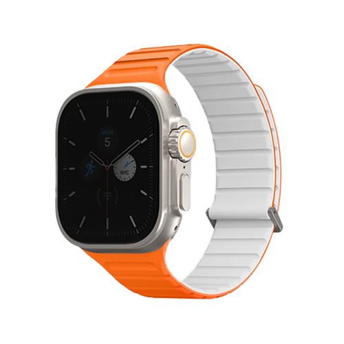 UNIQ REVIX EVO REVERSIBLE MAGNETIC APPLE WATCH STRAP 49/45/44/42MM - AMBER (AMBER ORANGE/WHITE)