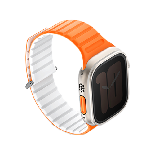 UNIQ REVIX EVO REVERSIBLE MAGNETIC APPLE WATCH STRAP 49/45/44/42MM - AMBER (AMBER ORANGE/WHITE)