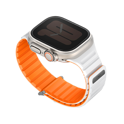 UNIQ REVIX EVO REVERSIBLE MAGNETIC APPLE WATCH STRAP 49/45/44/42MM - AMBER (AMBER ORANGE/WHITE)