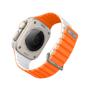 UNIQ REVIX EVO REVERSIBLE MAGNETIC APPLE WATCH STRAP 49/45/44/42MM - AMBER (AMBER ORANGE/WHITE)