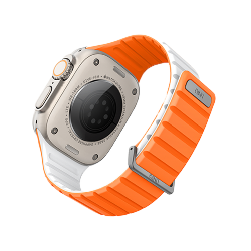 UNIQ REVIX EVO REVERSIBLE MAGNETIC APPLE WATCH STRAP 49/45/44/42MM - AMBER (AMBER ORANGE/WHITE)