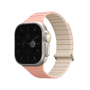 UNIQ REVIX EVO REVERSIBLE MAGNETIC APPLE WATCH STRAP 49/45/44/42MM - CREPE (CREPE PINK/IVORY)