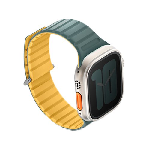 UNIQ REVIX EVO REVERSIBLE MAGNETIC APPLE WATCH STRAP 49/45/44/42MM - VIRIDIAN (VIRIDIAN GREEN/BURNT YELLOW)