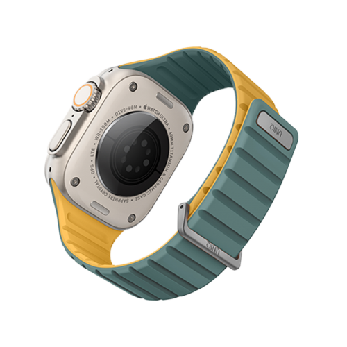 UNIQ REVIX EVO REVERSIBLE MAGNETIC APPLE WATCH STRAP 49/45/44/42MM - VIRIDIAN (VIRIDIAN GREEN/BURNT YELLOW)
