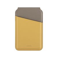UNIQ LYDEN DS RFID-BLOCKING MAGNETIC CARD HOLDER WITH STAND - CANARY (CANARY YELLOW/FLINT GREY)