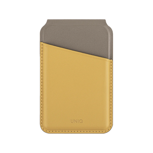 UNIQ LYDEN DS RFID-BLOCKING MAGNETIC CARD HOLDER WITH STAND - CANARY (CANARY YELLOW/FLINT GREY)