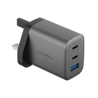 ENERGEA AMPCHARGE GAN65, 2C1A PD/PPS/QC3.0 WALL CHARGER,65W (UK) - GUNMETAL