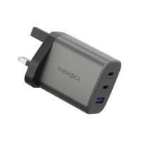 ENERGEA AMPCHARGE GAN65, 2C1A PD/PPS/QC3.0 WALL CHARGER,65W (UK) - GUNMETAL