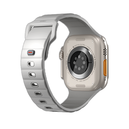 UNIQ STRIDE FKM RUBBER APPLE WATCH STRAP 49/45/44/42MM - CHALK GREY (GREY)