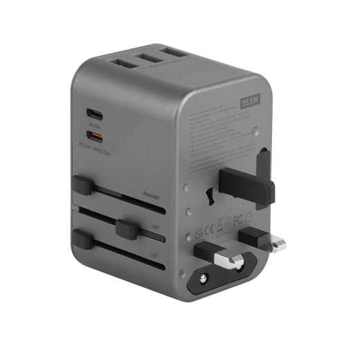 ENERGEA TRAVELWORLD ADAPTER 35, 3A2C 35.5W - GUNMETAL